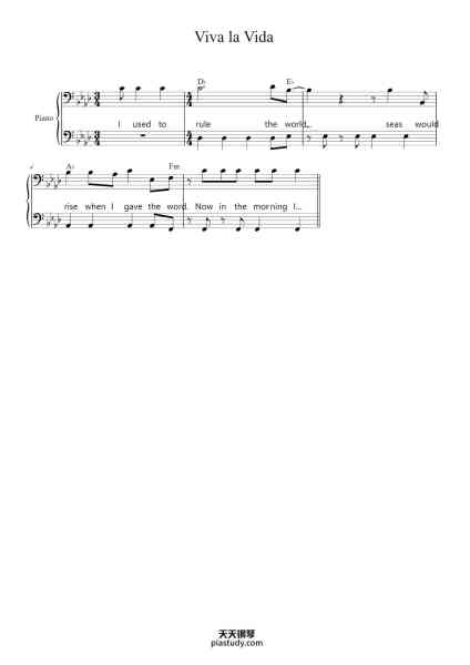 “Viva la Vida”钢琴谱-Composer-免费下载-天天钢琴