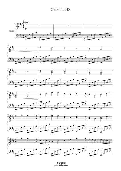 “Canon in D Major, Pachelbel's Canon”钢琴谱-Hedphael-免费下载-天天钢琴