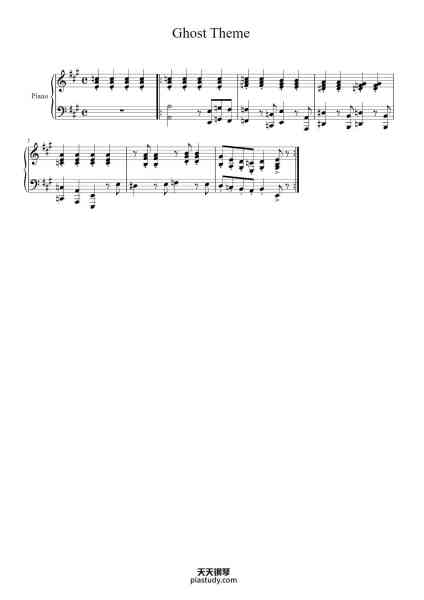 “Ghost Theme”钢琴谱-Composed by Kazumi Totaka/Shinobu Tanaka-免费下载-天天钢琴