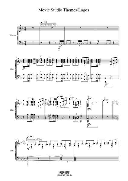 “Movie Studio Themes/Logos”钢琴谱-Noahbel Gladpole-免费下载-天天钢琴