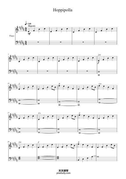 “Hoppipolla”钢琴谱-Arr. Skee-免费下载-天天钢琴