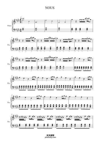 “NOUS”钢琴谱-Arrgt : S. Hermand -免费下载-天天钢琴