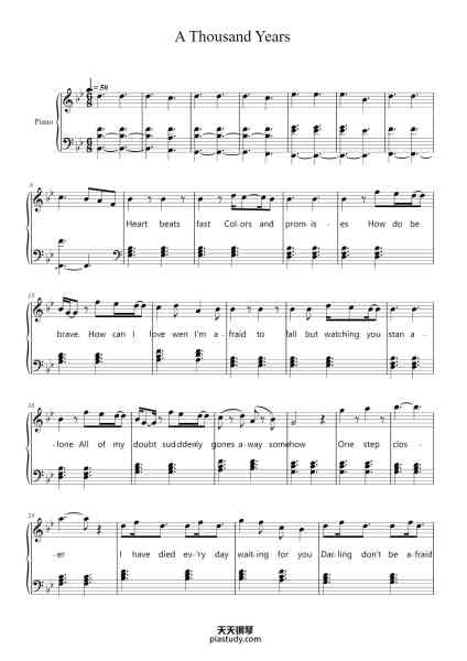 “A Thousand Years”钢琴谱-Christiana Perri-免费下载-天天钢琴