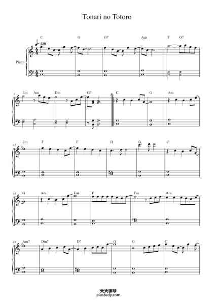 “Tonari no Totoro - My Neighbor Totoro OST”钢琴谱-Joe Hisaishi-免费下载-天天钢琴