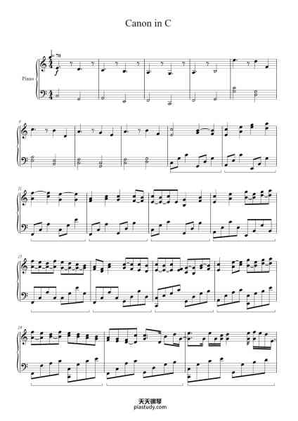 “Canon in D - Johann Pachelbel”钢琴谱-Johann Pachebel-免费下载-天天钢琴
