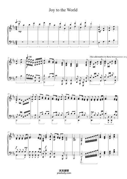 “Joy to the World”钢琴谱-Arr. from George F. Handel-免费下载-天天钢琴