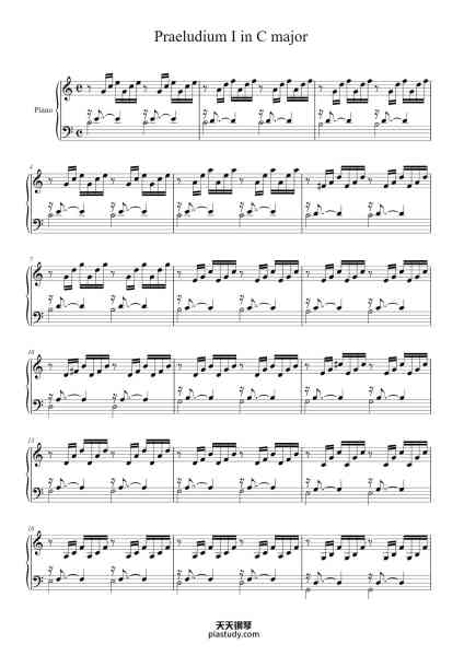“Praeludium I in C Major, BWV 846”钢琴谱-J. S. Bach-免费下载-天天钢琴