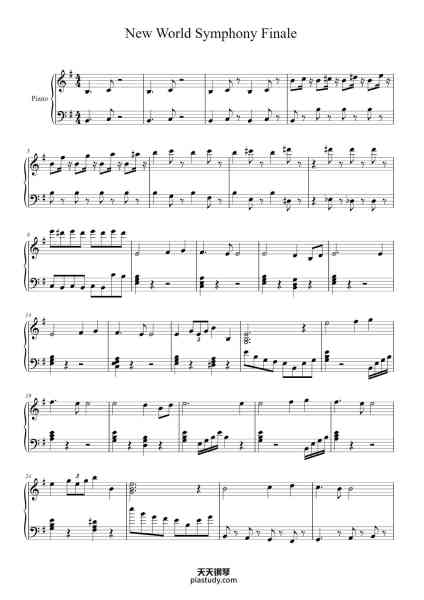 “Symphony No. 9 in E Minor, "From the New World", Op. 95, B. 178: IV. Allegro con fuoco”钢琴谱-Antonin Dvorak-免费下载-天天钢琴