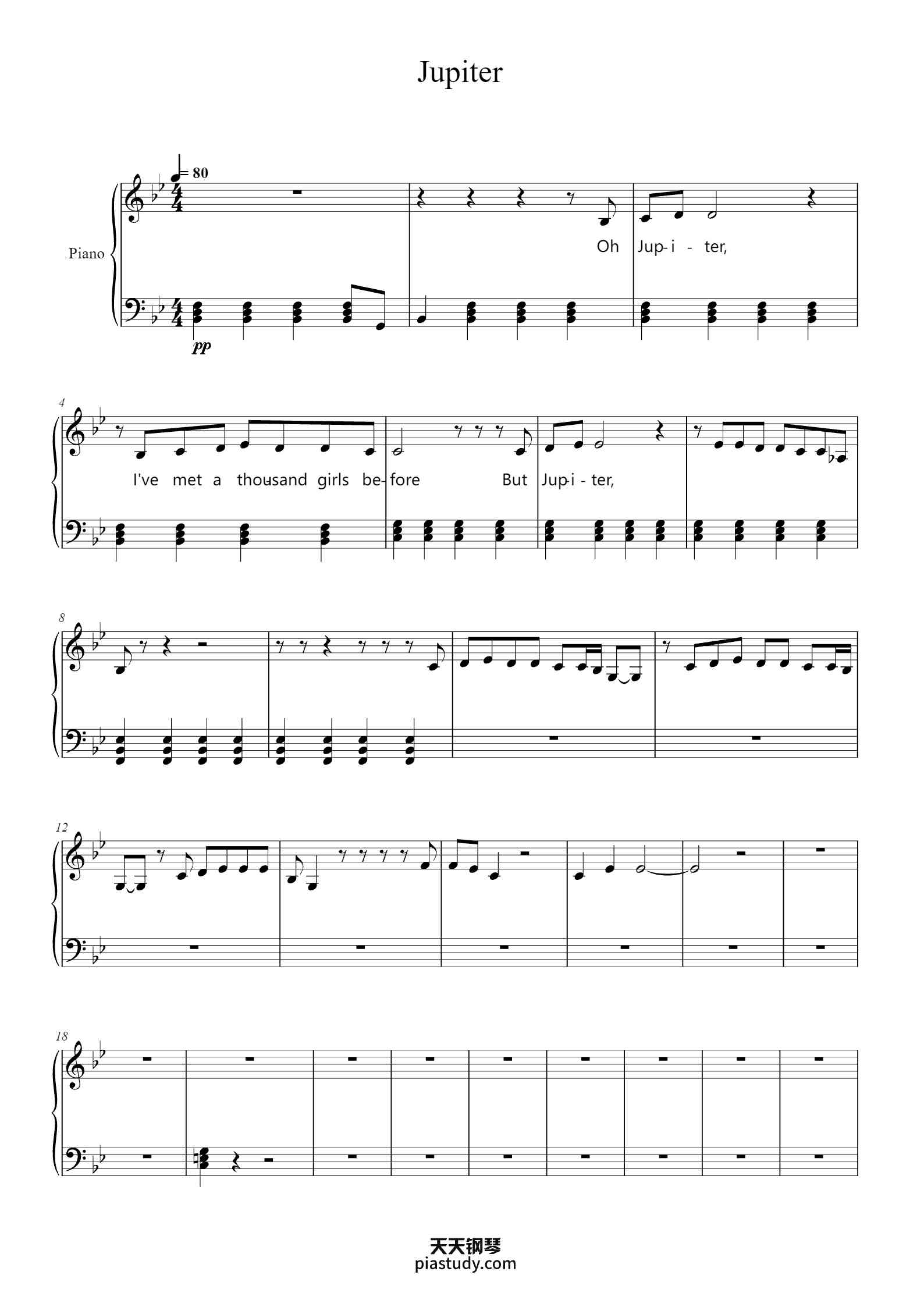 'Jupiter' - Piano Sheet Music By Eva Thorpe | TOPiano