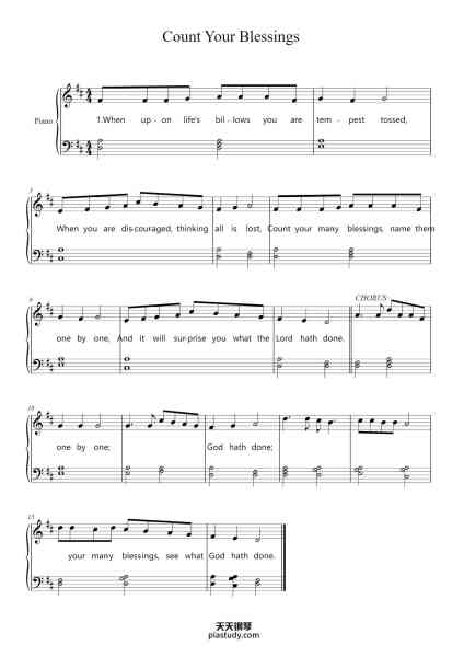 “Count Your Blessings”钢琴谱-Edwin O. Excell-免费下载-天天钢琴