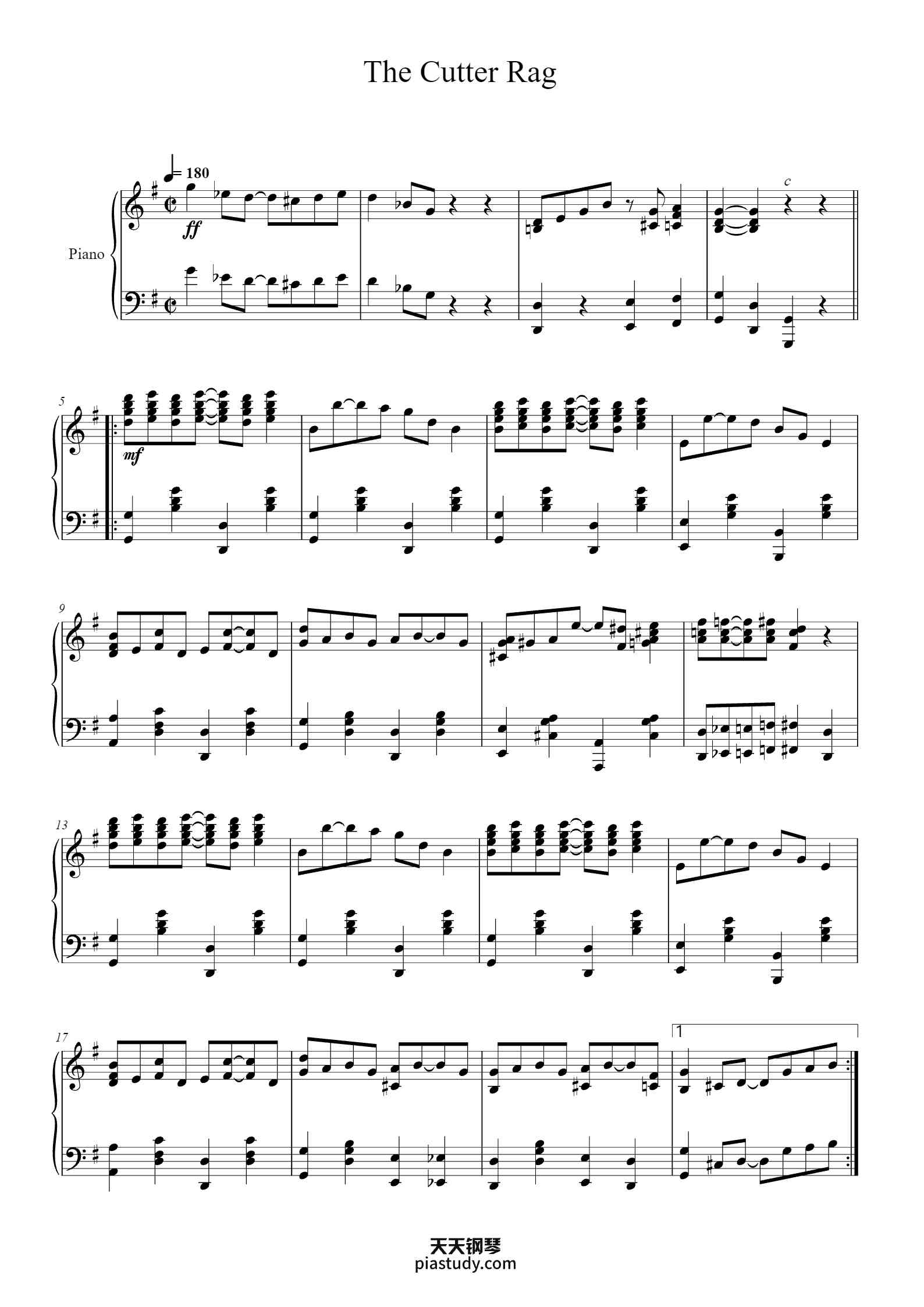 The Cutter Rag钢琴谱 - ELMA NEY M CLURE - free piano sheet music ...