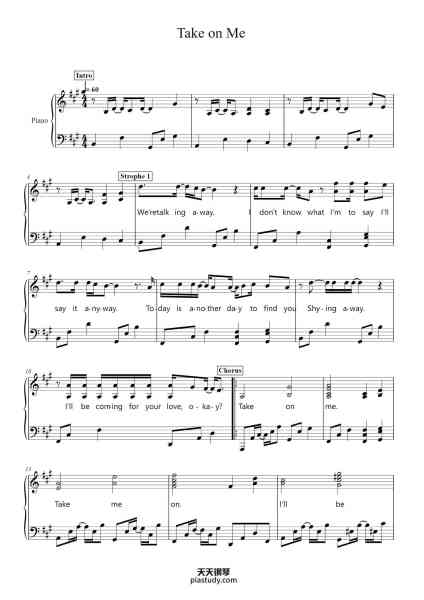 “Take on Me”钢琴谱-a-ha-免费下载-天天钢琴