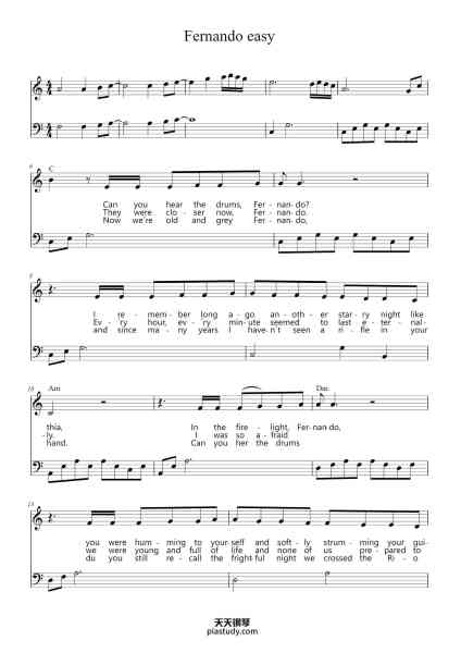 “Fernando”钢琴谱-ABBA
Arrangiert G.Meinke-Linder-免费下载-天天钢琴