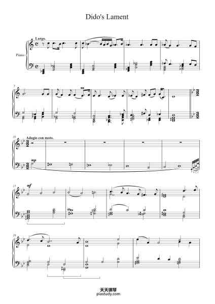 “Dido's Lament ("When I am laid in Earth")”钢琴谱-Henry Purcell.-免费下载-天天钢琴