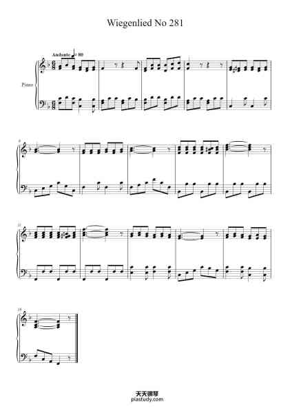 “Wiegenlied, K. 350”钢琴谱-Bernhard Flies-免费下载-天天钢琴