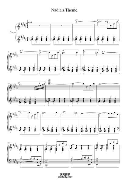 “Nadia's Theme from The Young and the Restless”钢琴谱-Written by Henry Mancini
Arranged by John Paul West
-免费下载-天天钢琴