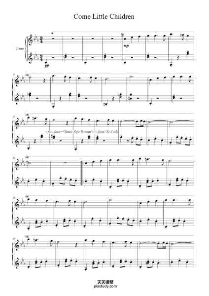 “Come Little Children”钢琴谱-Arazie Hoyney-免费下载-天天钢琴