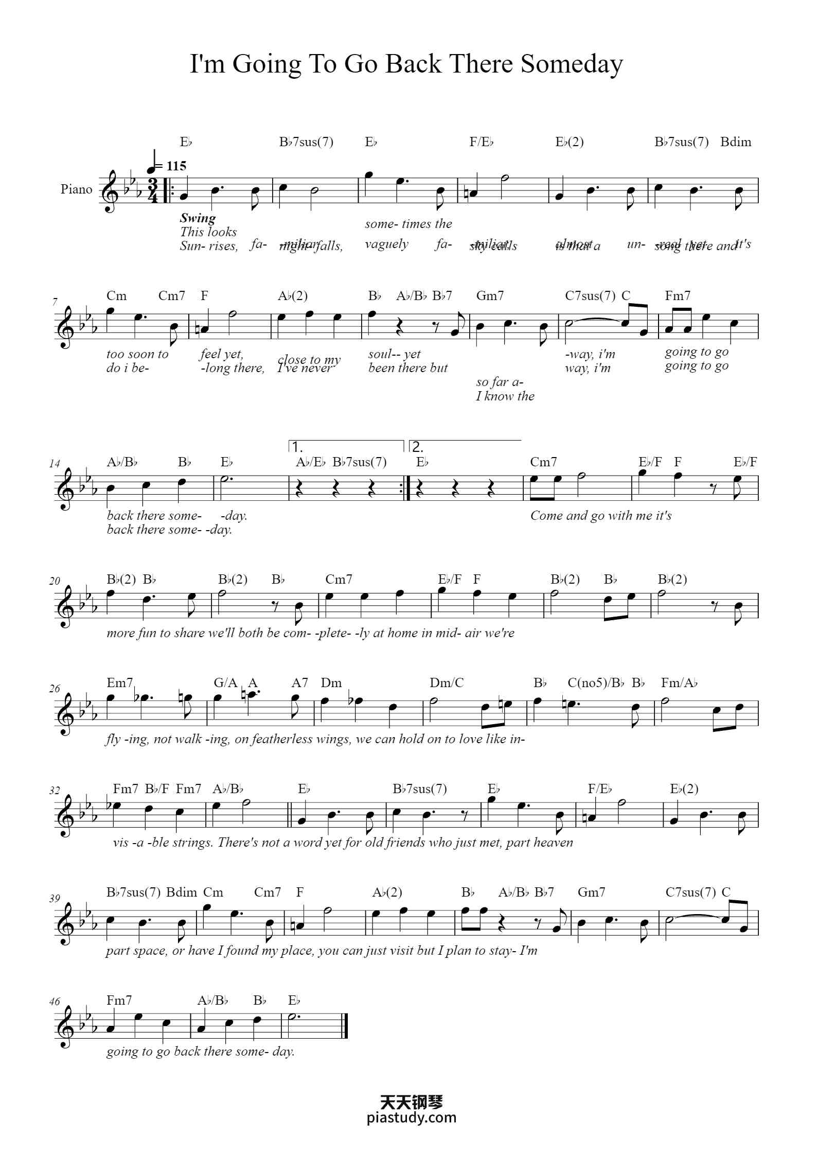 'I'm Going To Go Back There Someday' - Piano Sheet Music By Paul ...