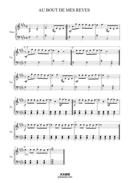 “AU BOUT DE MES REVES”钢琴谱-Arrgt : S. Hermand-免费下载-天天钢琴