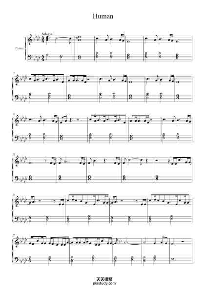“Human”钢琴谱-Christina Perri-免费下载-天天钢琴