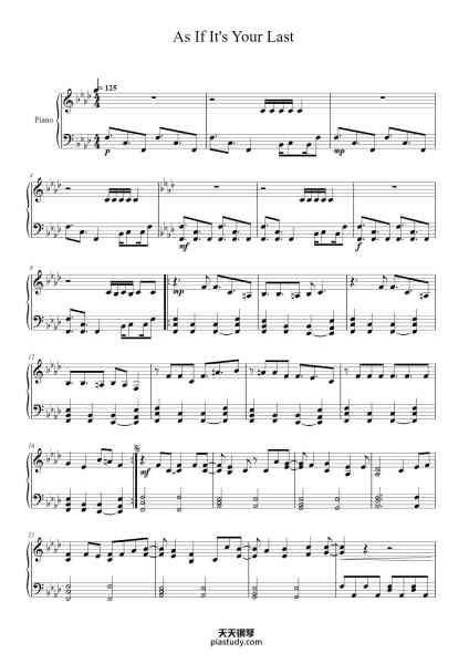 “As If It's Your Last”钢琴谱-Hagham-免费下载-天天钢琴
