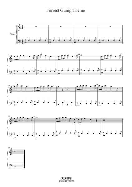 “Forrest Gump Theme”钢琴谱-Arranged by Iris Kreiman -免费下载-天天钢琴