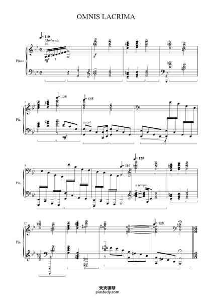 “OMNIS LACRIMA”钢琴谱-Music: Yoko Shimomura-免费下载-天天钢琴