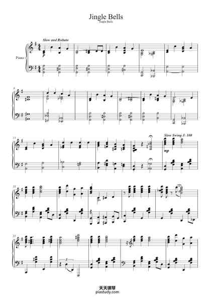 “Jingle Bells”钢琴谱-Arranged by-免费下载-天天钢琴
