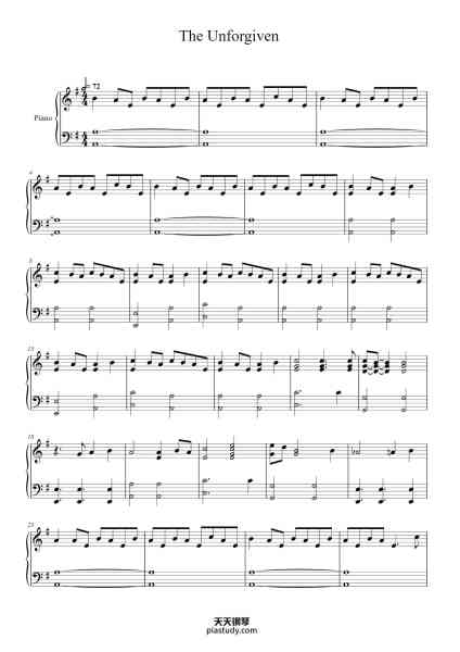 “The Unforgiven”钢琴谱-Arr. Henri du Toit-免费下载-天天钢琴