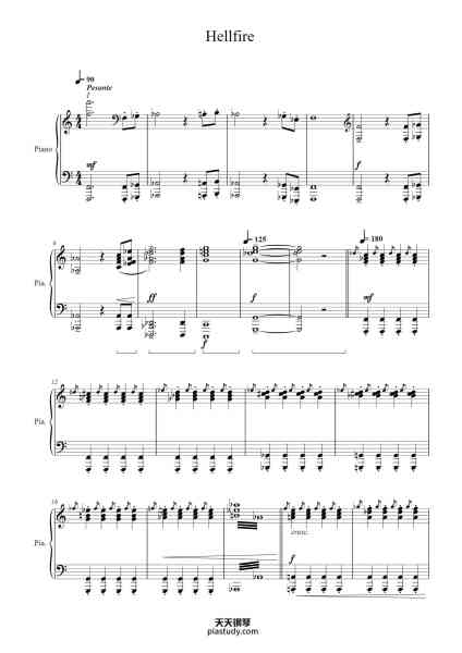 “Hellfire - FINAL FANTASY XV - Piano”钢琴谱-Yoshitaka Suzuki, Yoko Shimomura-免费下载-天天钢琴