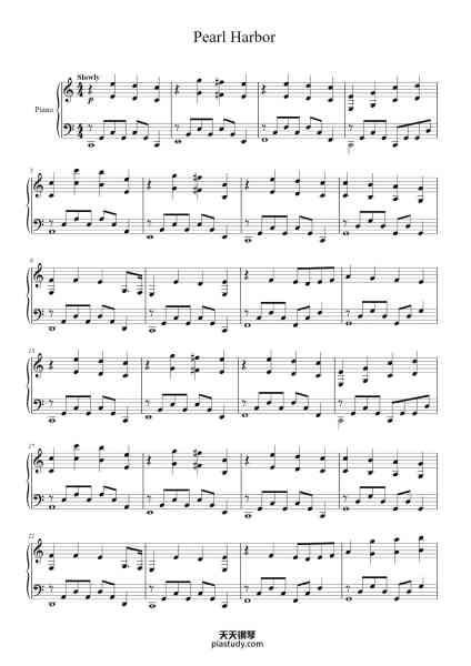 “Tennessee from Pearl Harbor”钢琴谱-Music by Hans Zimmer-免费下载-天天钢琴