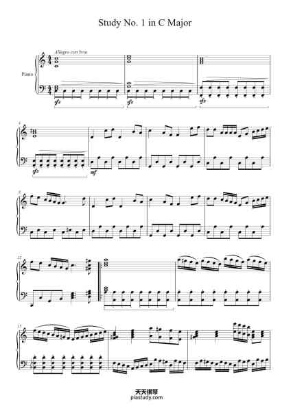 “Study No. 1 in C Major”钢琴谱-Luis F Llano-免费下载-天天钢琴