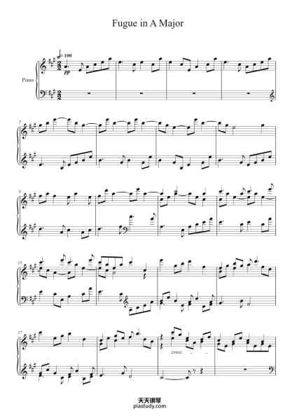 “Fugue in A Major, Op. 87 No. 7”钢琴谱-D. Shostakovich-免费下载-天天钢琴