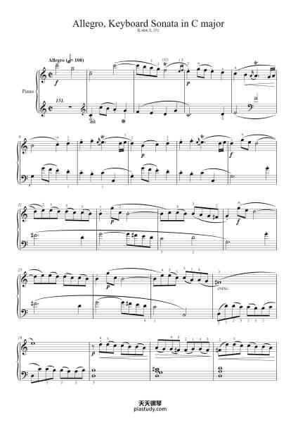 “Keyboard Sonata in C Major, K.464, L.151”钢琴谱-Domenico Scarlatti (1685 - 1757)-免费下载-天天钢琴