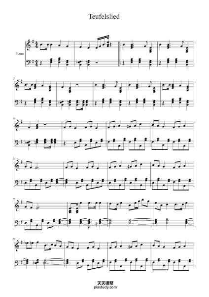 “Teufelslied”钢琴谱-Arranged by Ethan Swierczek-免费下载-天天钢琴