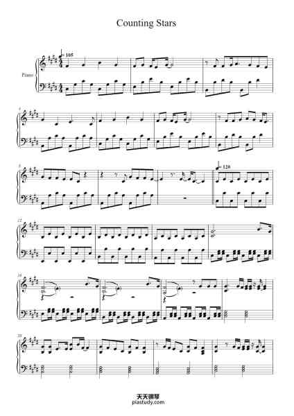 “Counting Stars”钢琴谱-Turbitt Sailslotte-免费下载-天天钢琴