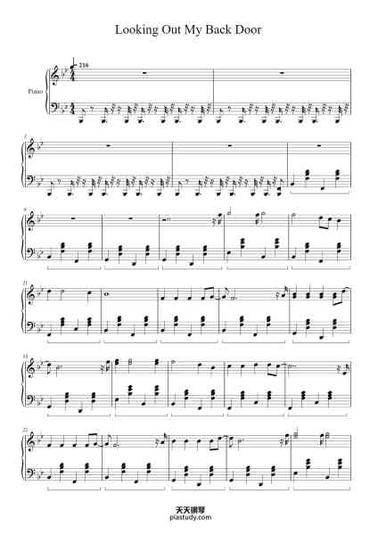 “Looking Out My Back Door”钢琴谱-John Fogerty piano arr. Randy Blo?feld-免费下载-天天钢琴