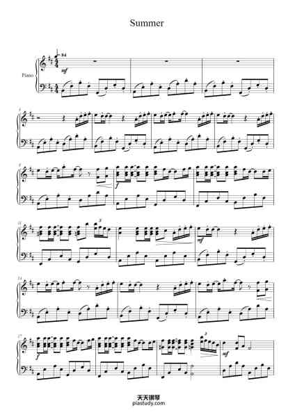 “Summer”钢琴谱-Transcription: EMILIANO ERCOLI-免费下载-天天钢琴