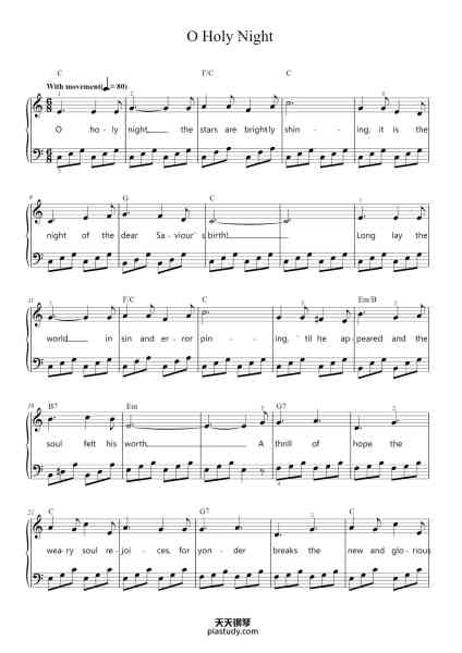 “O Holy Night”钢琴谱-Adolphe Adam-免费下载-天天钢琴