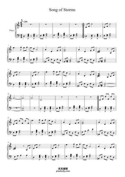 “Song of Storms”钢琴谱-Koji Kondo-免费下载-天天钢琴