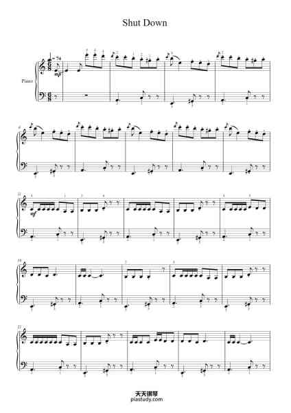 “Shut Down”钢琴谱-arr. Verona-免费下载-天天钢琴