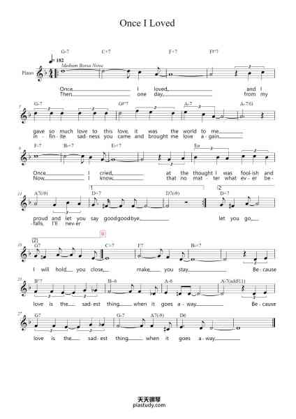 “Once I Loved”钢琴谱-Antônio Carlos Jobim-免费下载-天天钢琴
