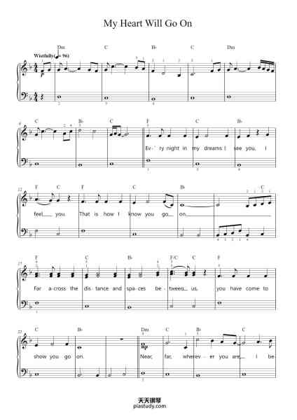 “My Heart Will Go On”钢琴谱-Words by Will Jennings 
Music by James Horner-免费下载-天天钢琴