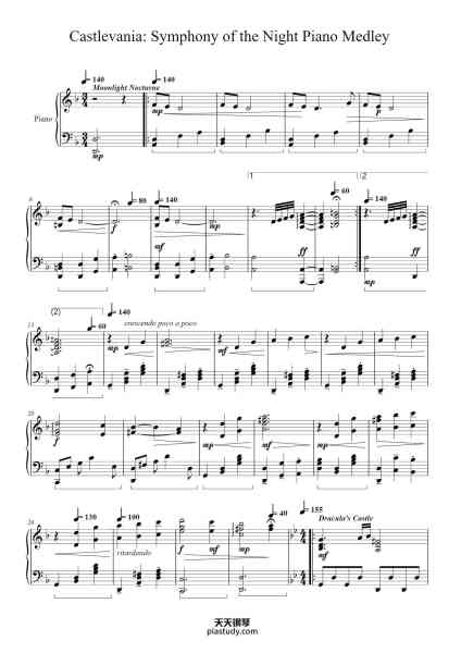 “Castlevania: Symphony of the Night Piano Medley”钢琴谱-Misc Computer Games-免费下载-天天钢琴