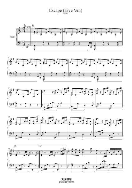 “Escape (Live Ver.)”钢琴谱-Steve Barakatt-免费下载-天天钢琴