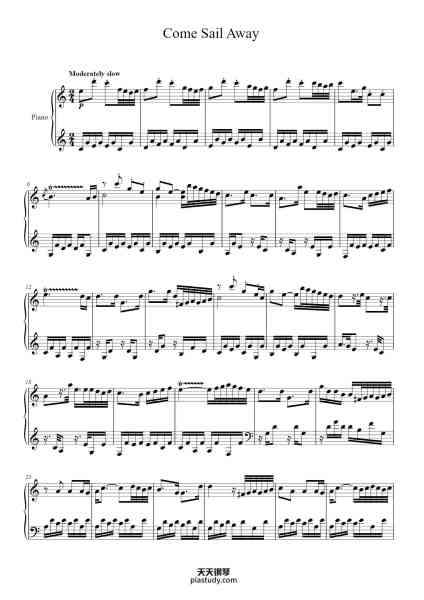“Come Sail Away”钢琴谱-Music by PAUL SIMON-免费下载-天天钢琴