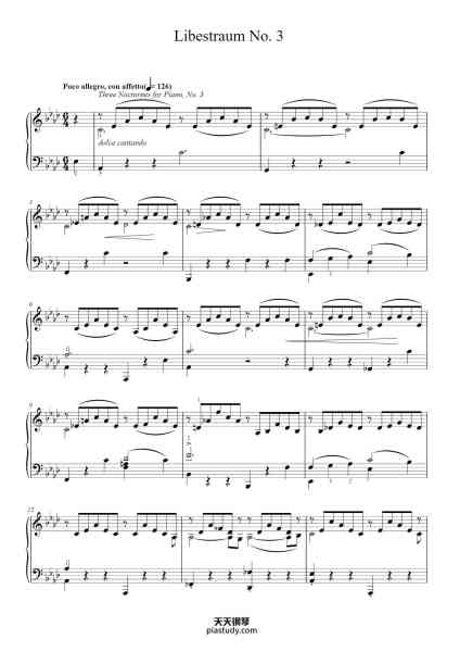 “Liebestraum No. 3 in A Flat Major, S. 541”钢琴谱-Franz Liszt-免费下载-天天钢琴