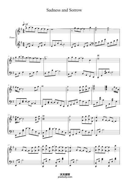 “Sadness and Sorrow”钢琴谱-Composed by Toshiro Matsuda-免费下载-天天钢琴