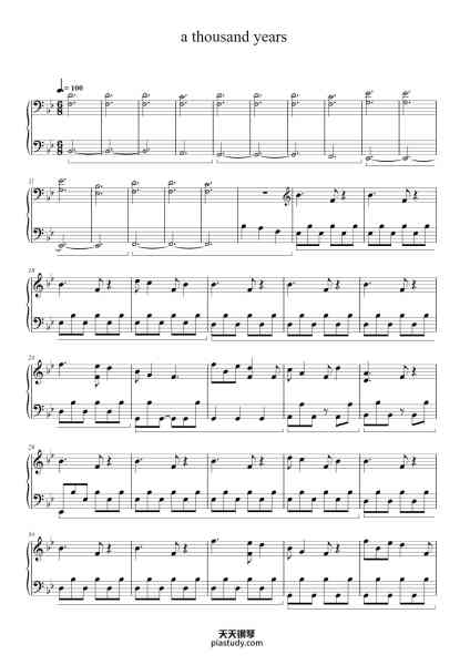 “a thousand years”钢琴谱-Perri
Arr: GC
-免费下载-天天钢琴