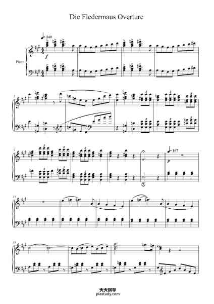 “Die Fledermaus Overture”钢琴谱-Johann Strauss, Jr.-免费下载-天天钢琴